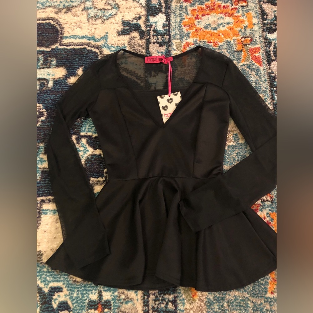 Black Boohoo Peplum Top